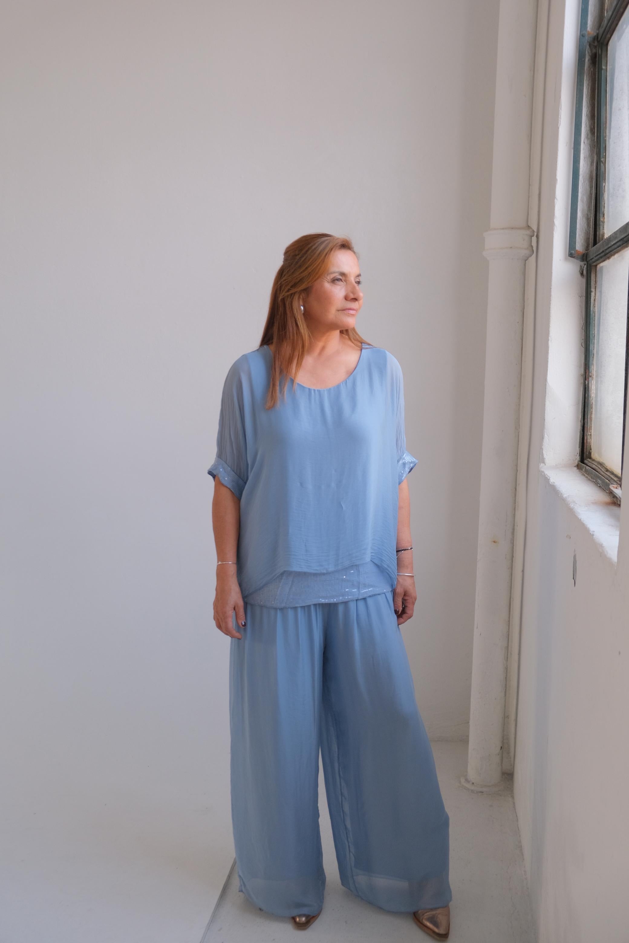 Pant Sirmione Celeste