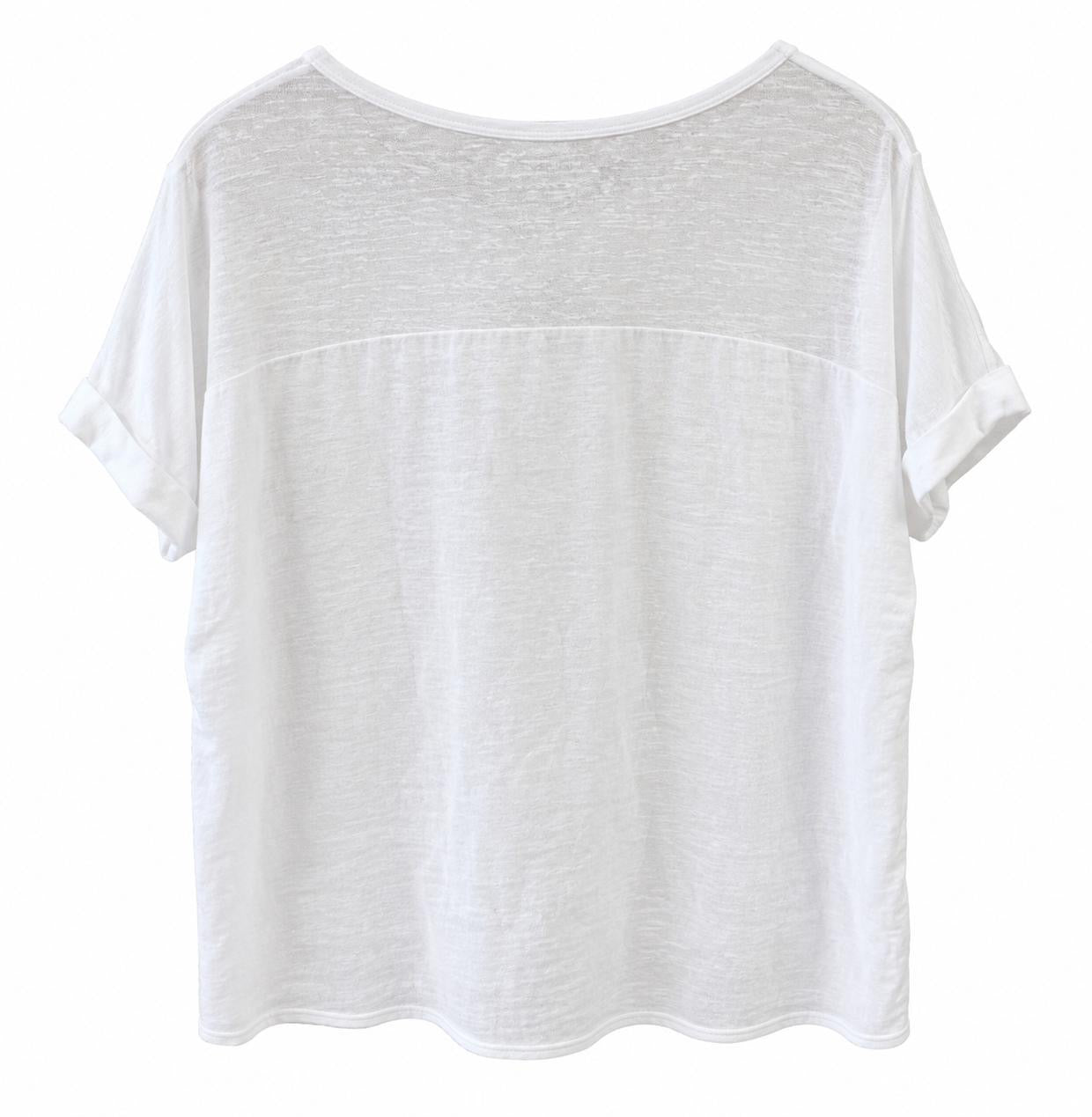 Remera Garzón hojas y flores beige