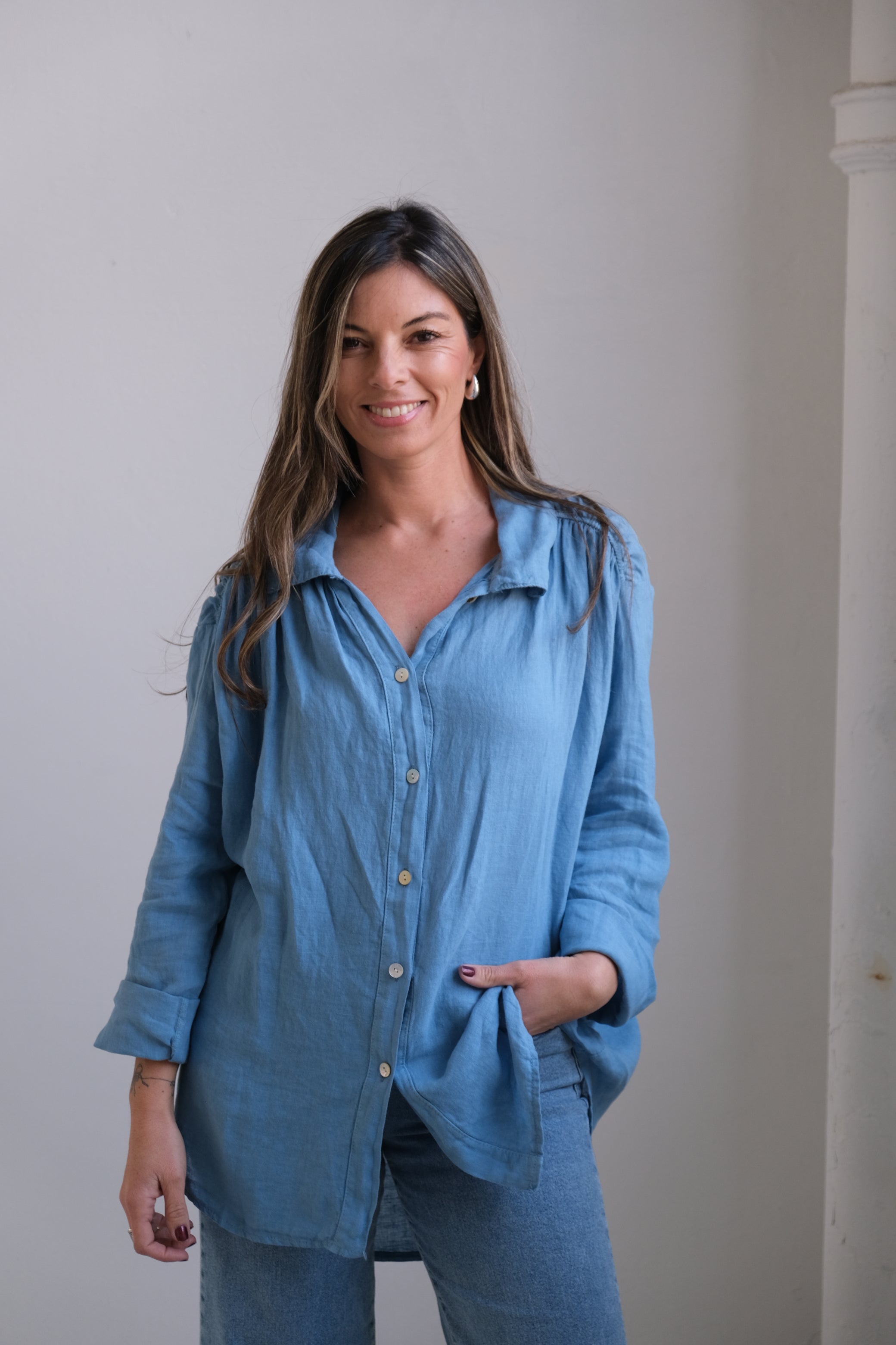 Camisa Taormina Aqua