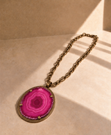 Collar Tano Fucsia y Dorado