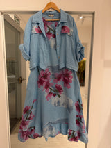 Set de vestido y casaca Celeste