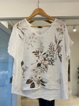 blusa Garzón hojas y flores beige