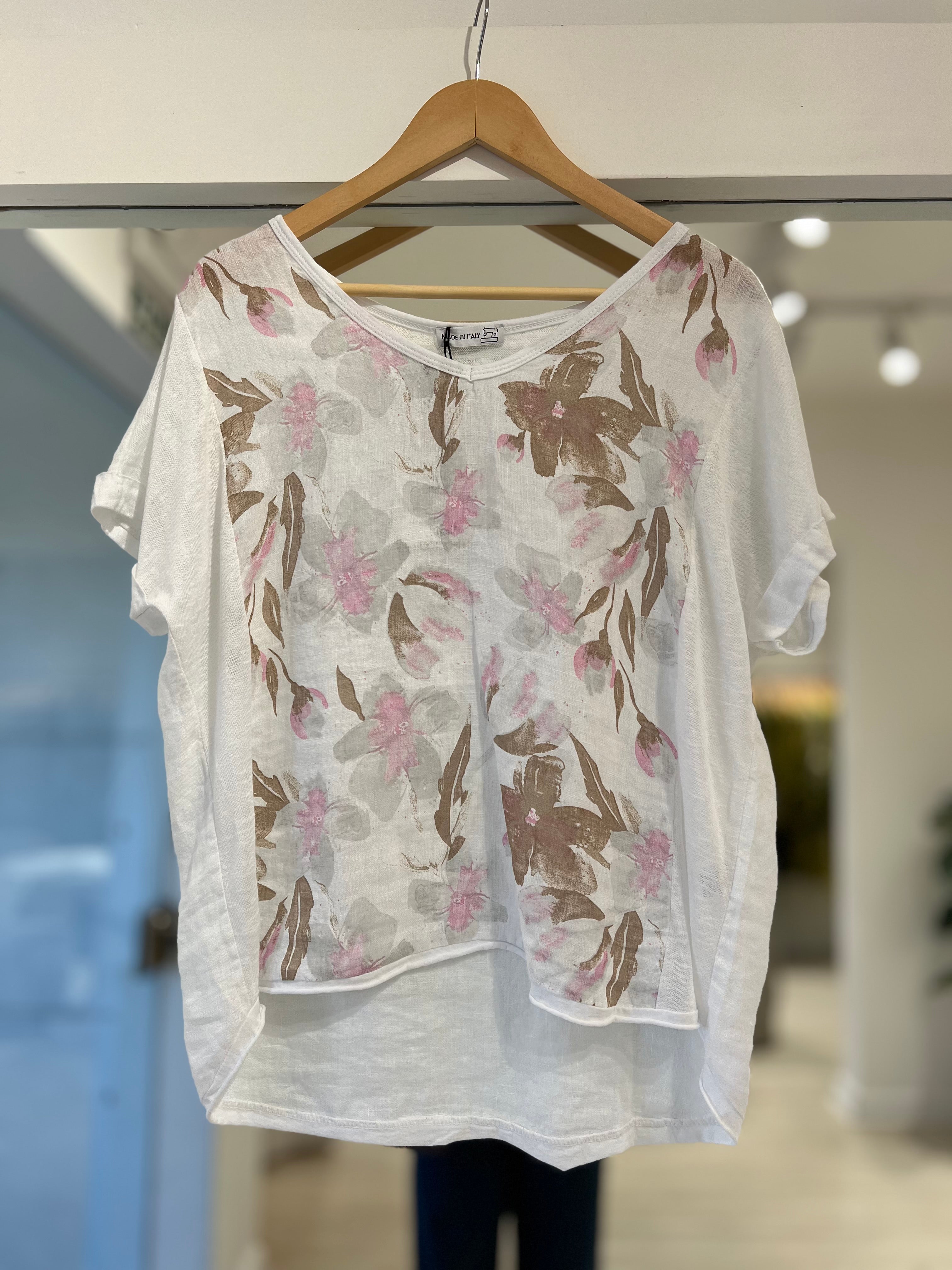 blusa Garzón flores rosa