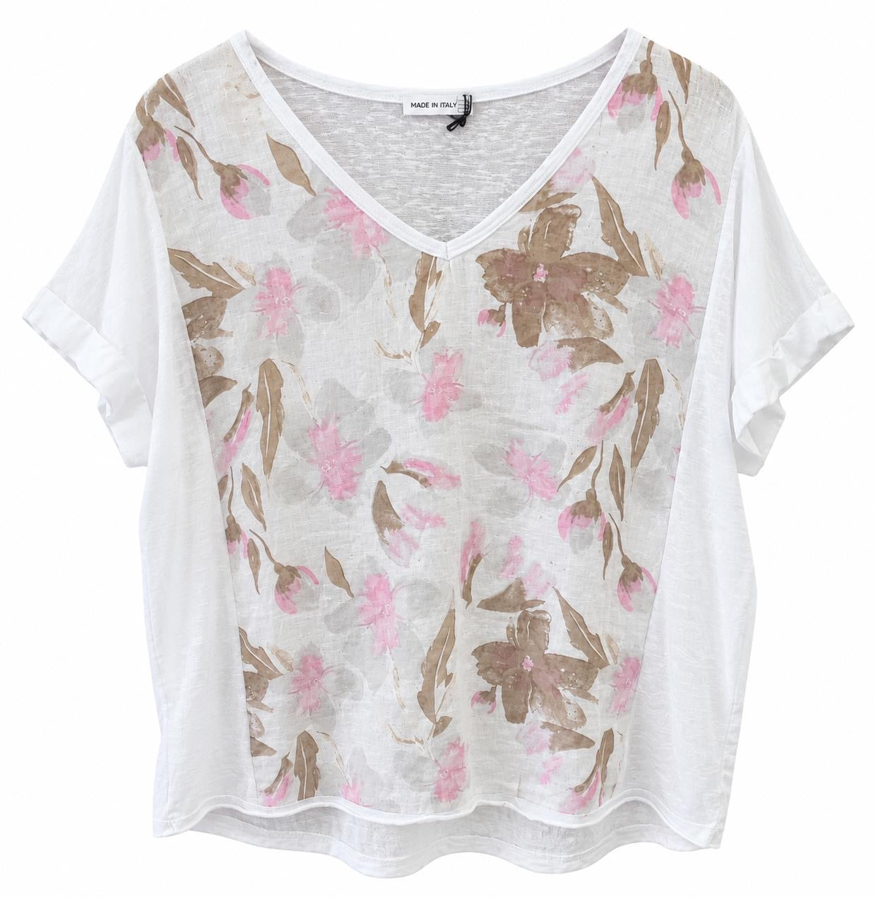 Remera Garzón flores rosa