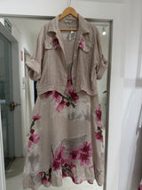 Set de vestido y casaca Beige