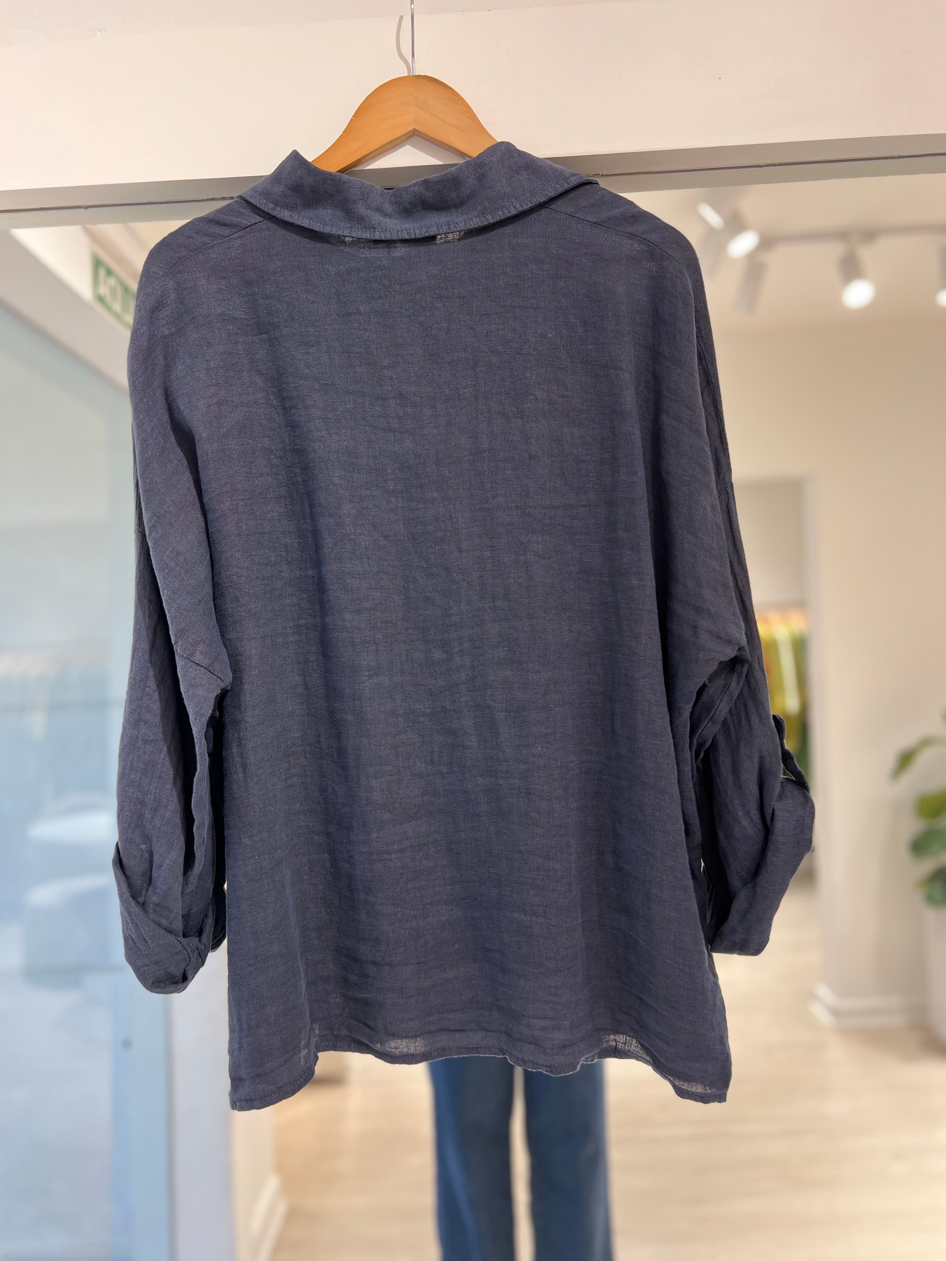 Camisa Libia azul marino
