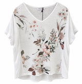 blusa Garzón hojas y flores beige