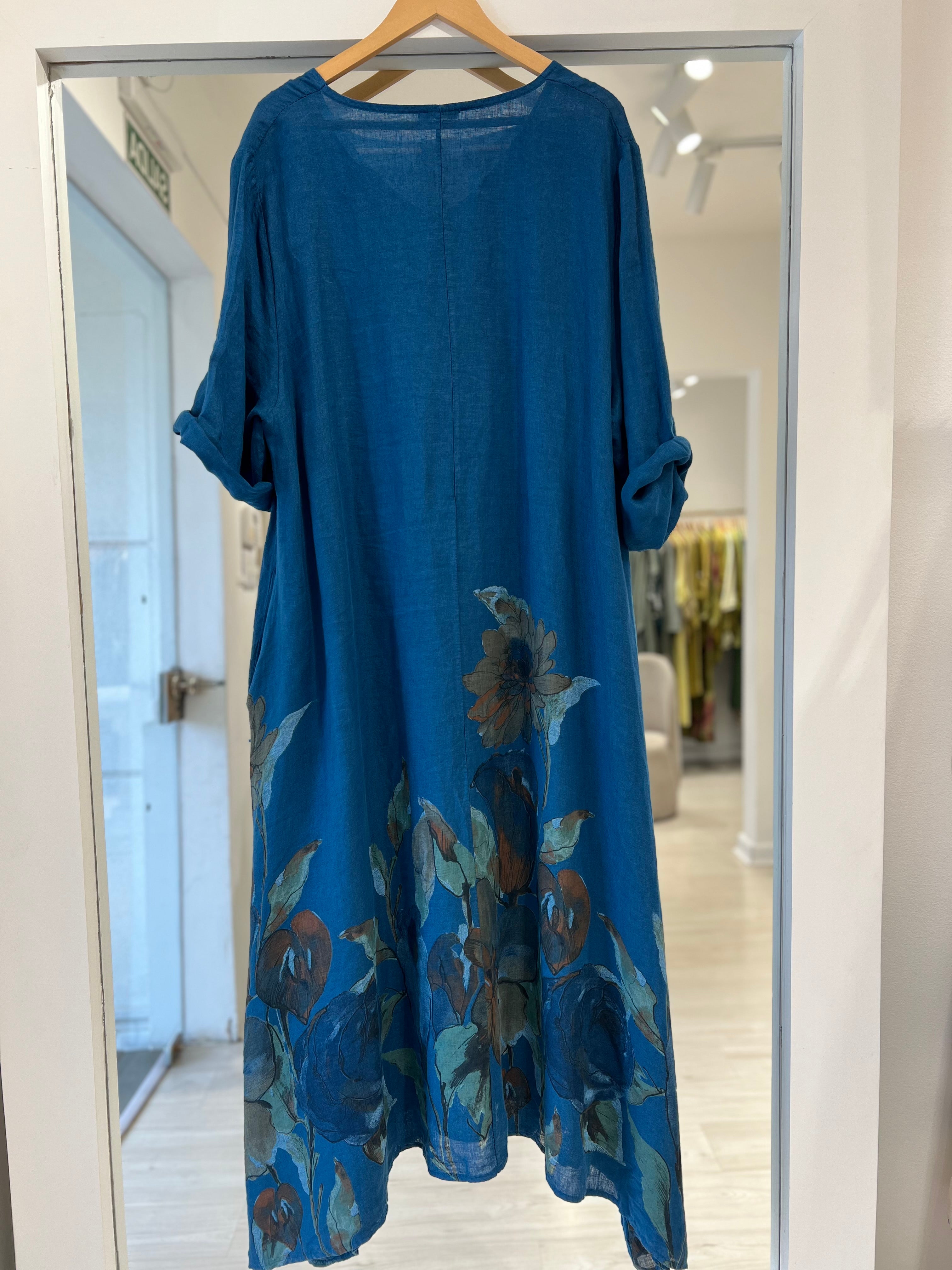 Vestido Grecia azul petróleo