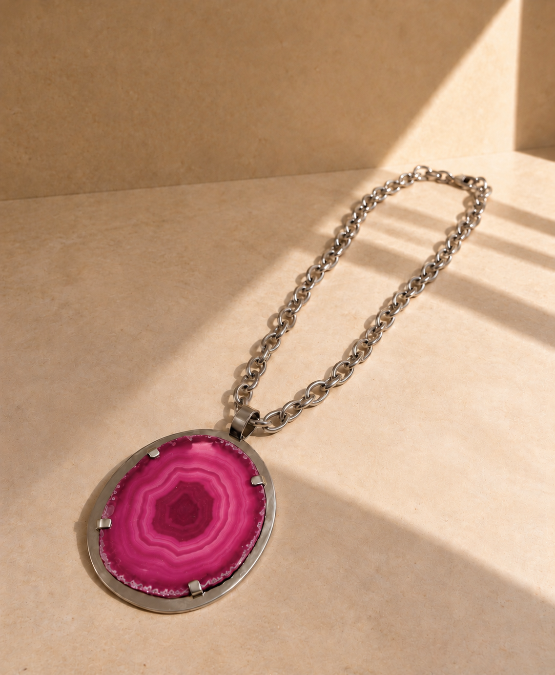 Collar Tano Fucsia y Plateado