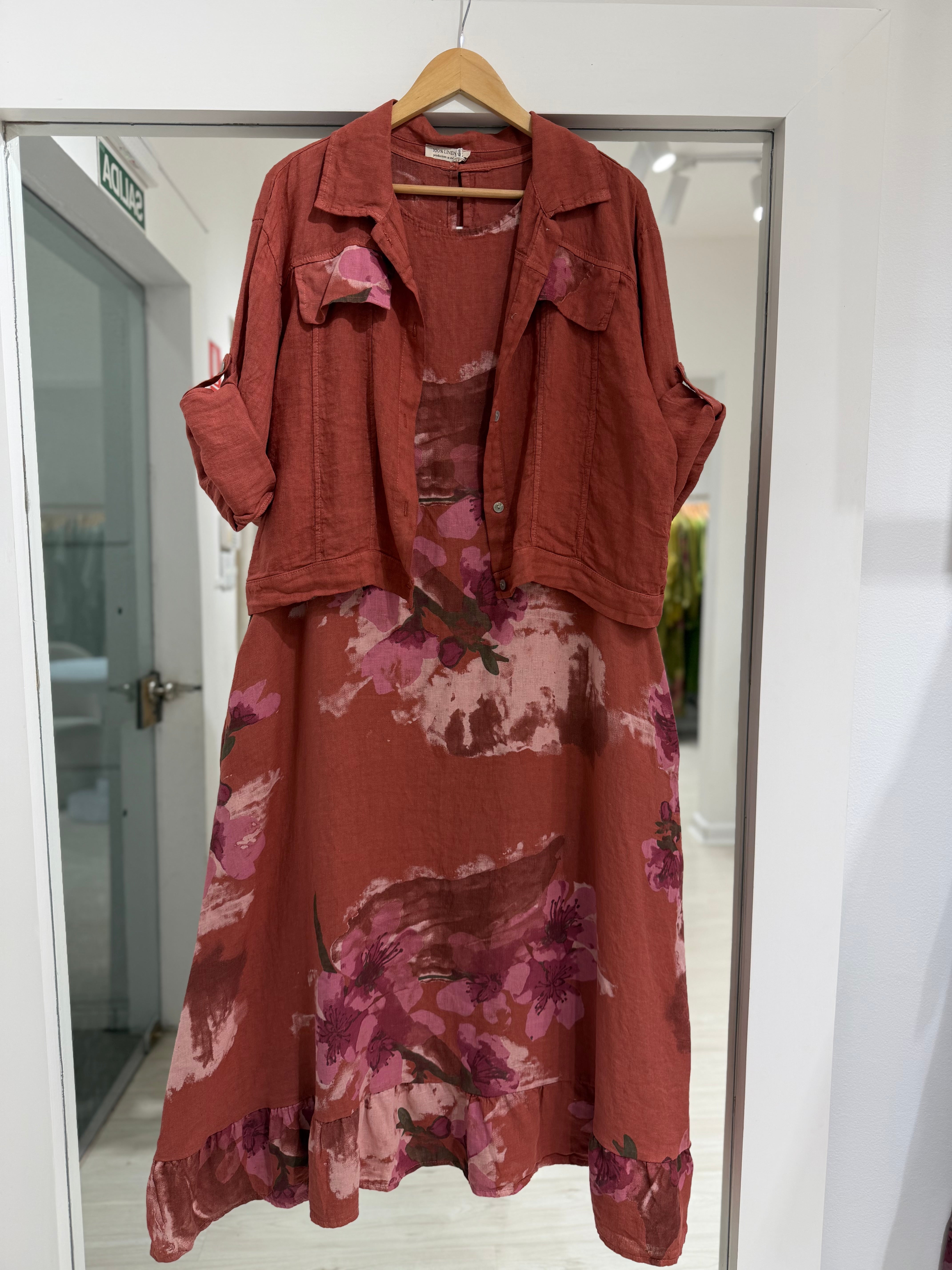 Set de vestido y casaca Terracota