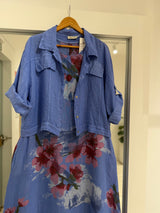 Set de vestido y casaca Celeste fuerte
