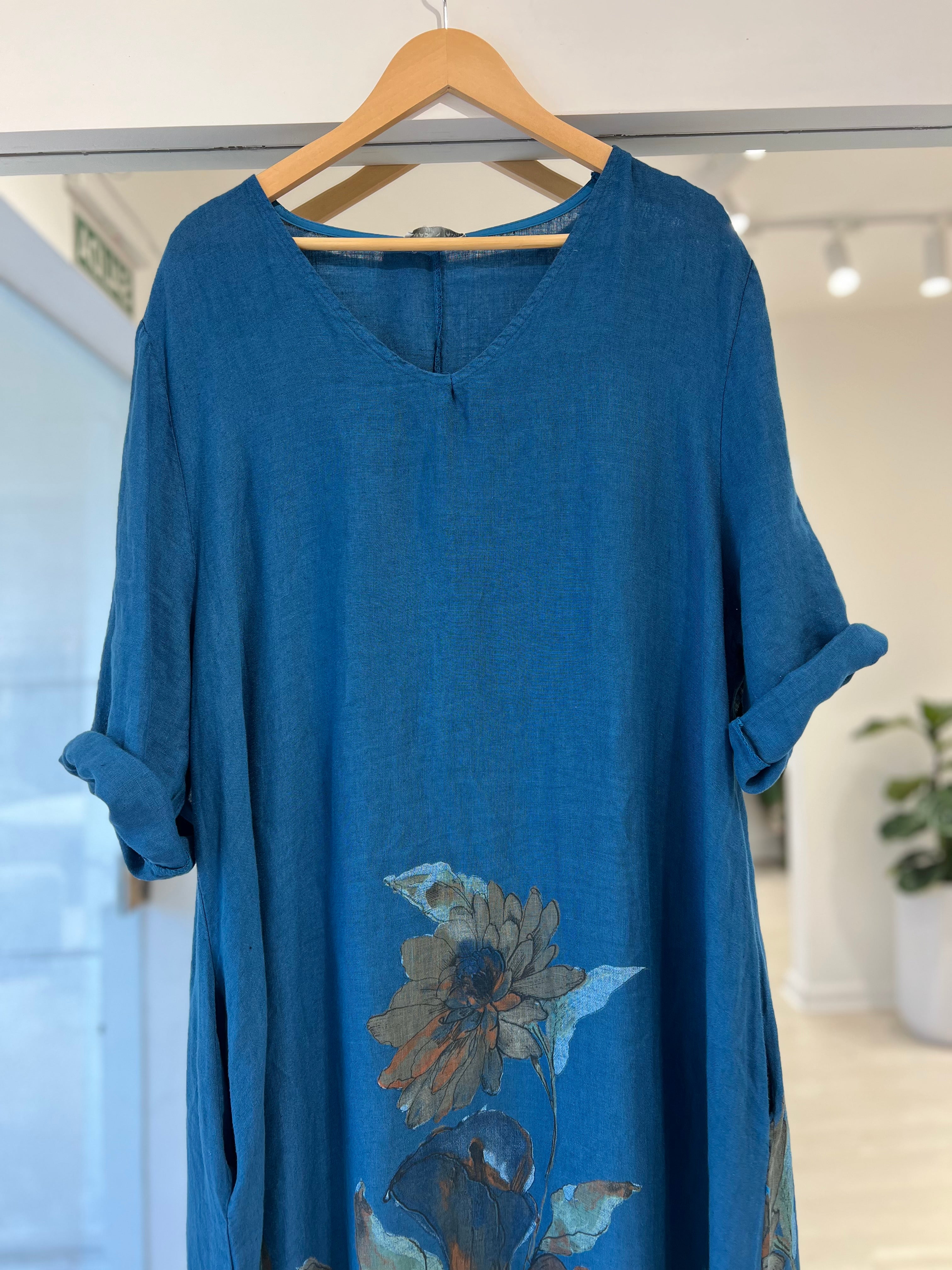 Vestido Grecia azul petróleo