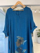 Vestido Grecia azul petróleo