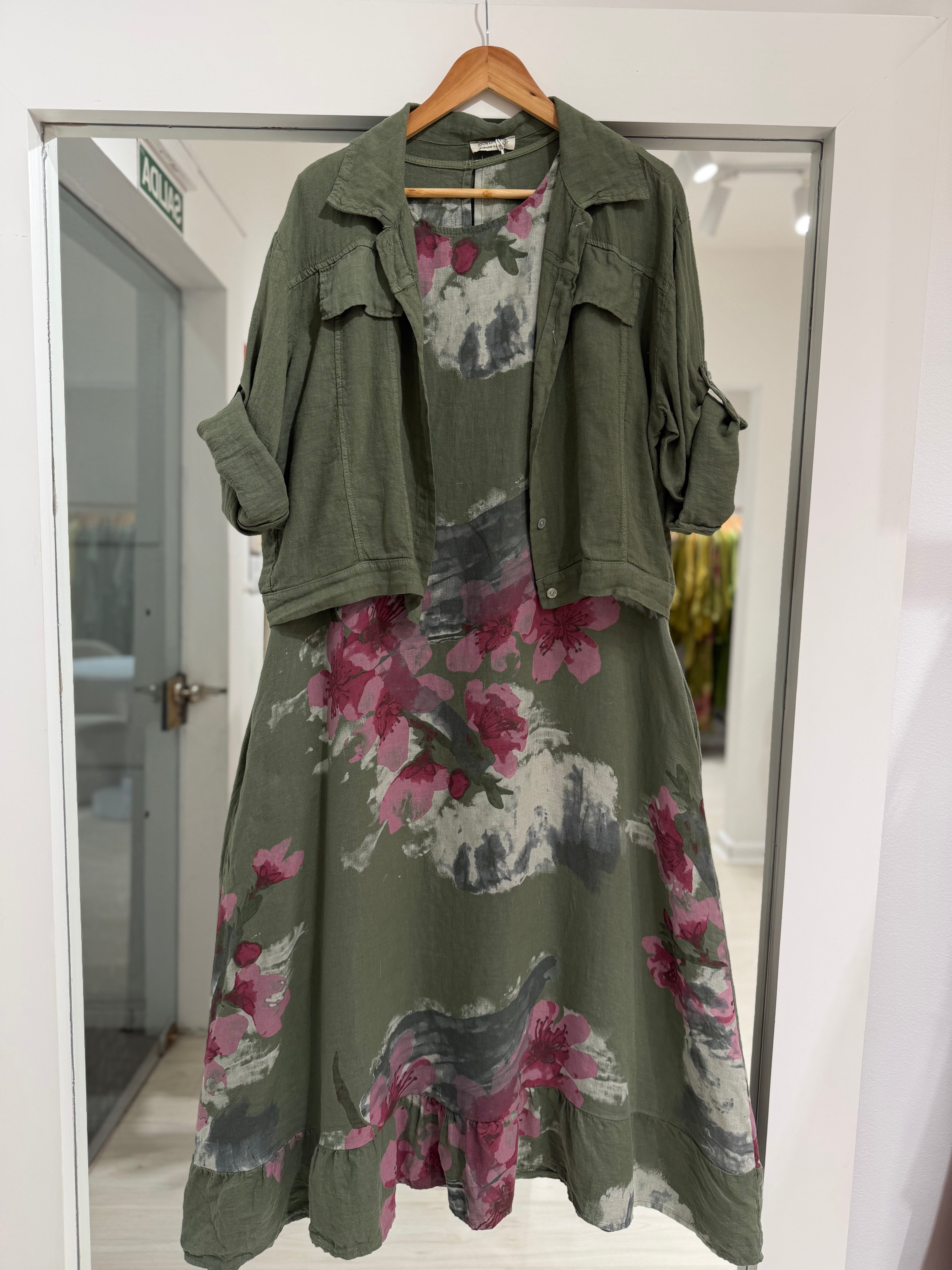 Set de vestido y casaca Verde