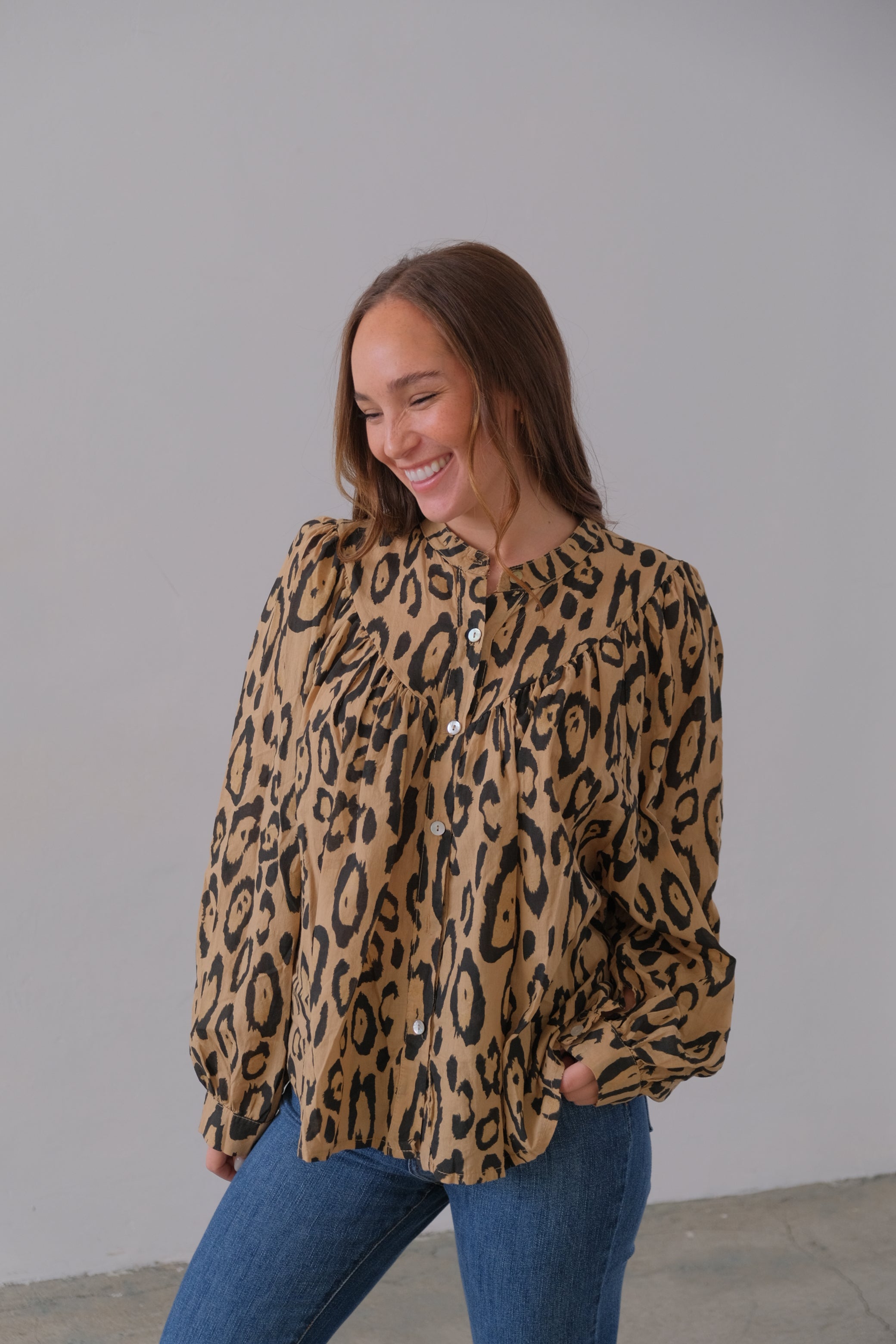 Camisa Agata Print Camel