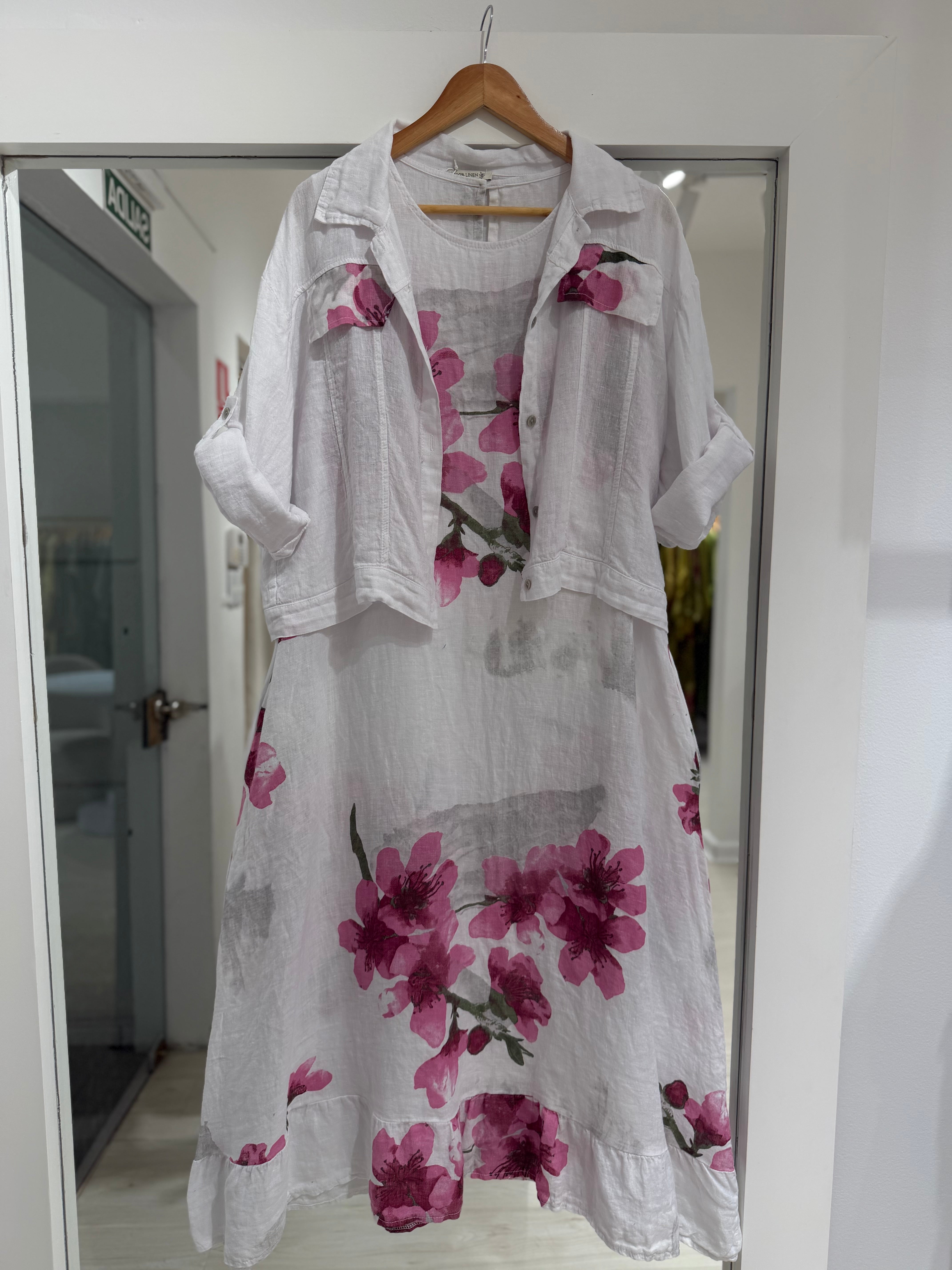 Set de vestido y casaca Blanco