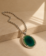 Collar Tano verde y plateado