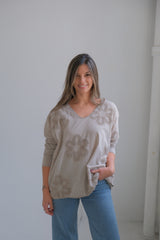 Remera Flor Beige