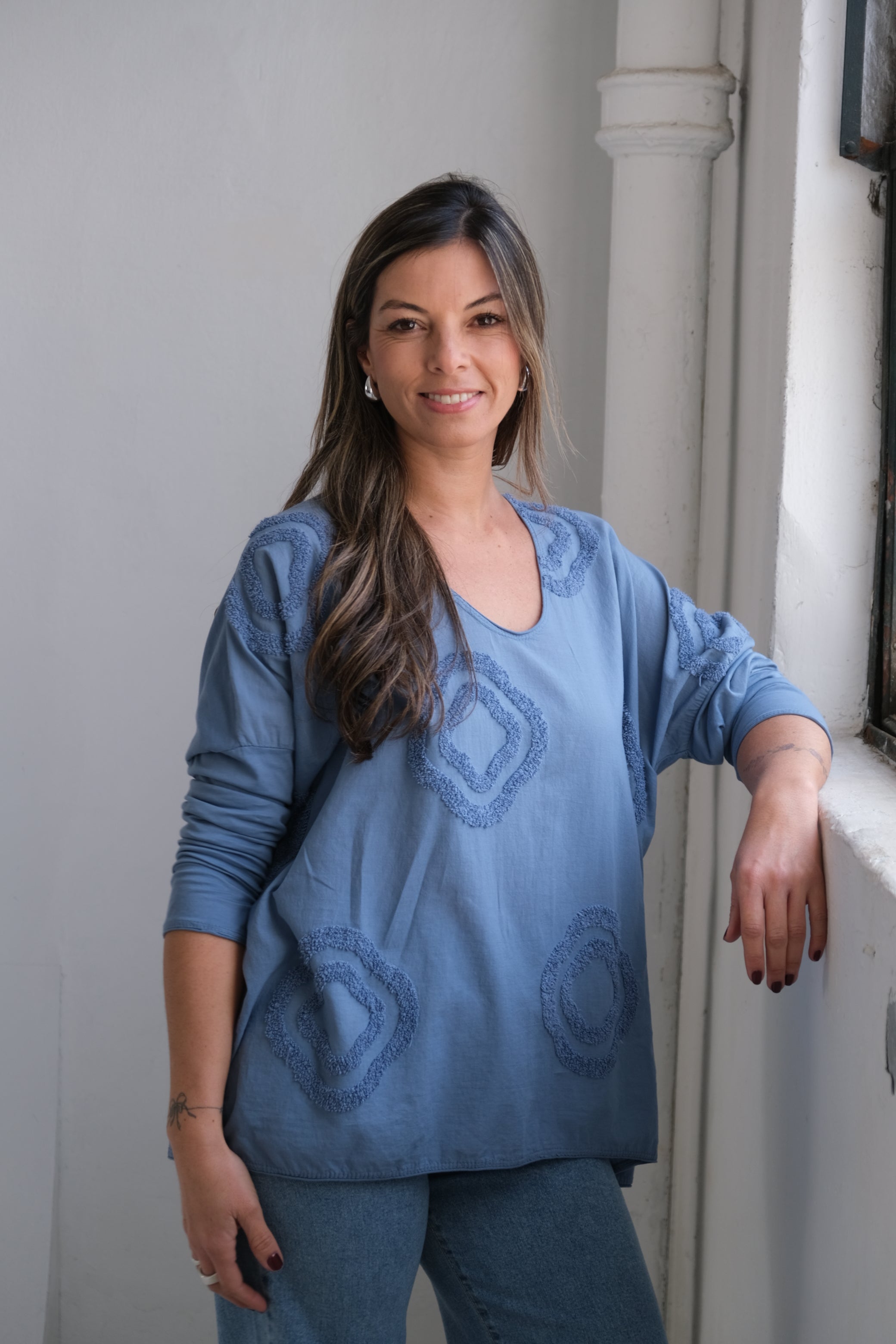 Remera Rombo Celeste Jean