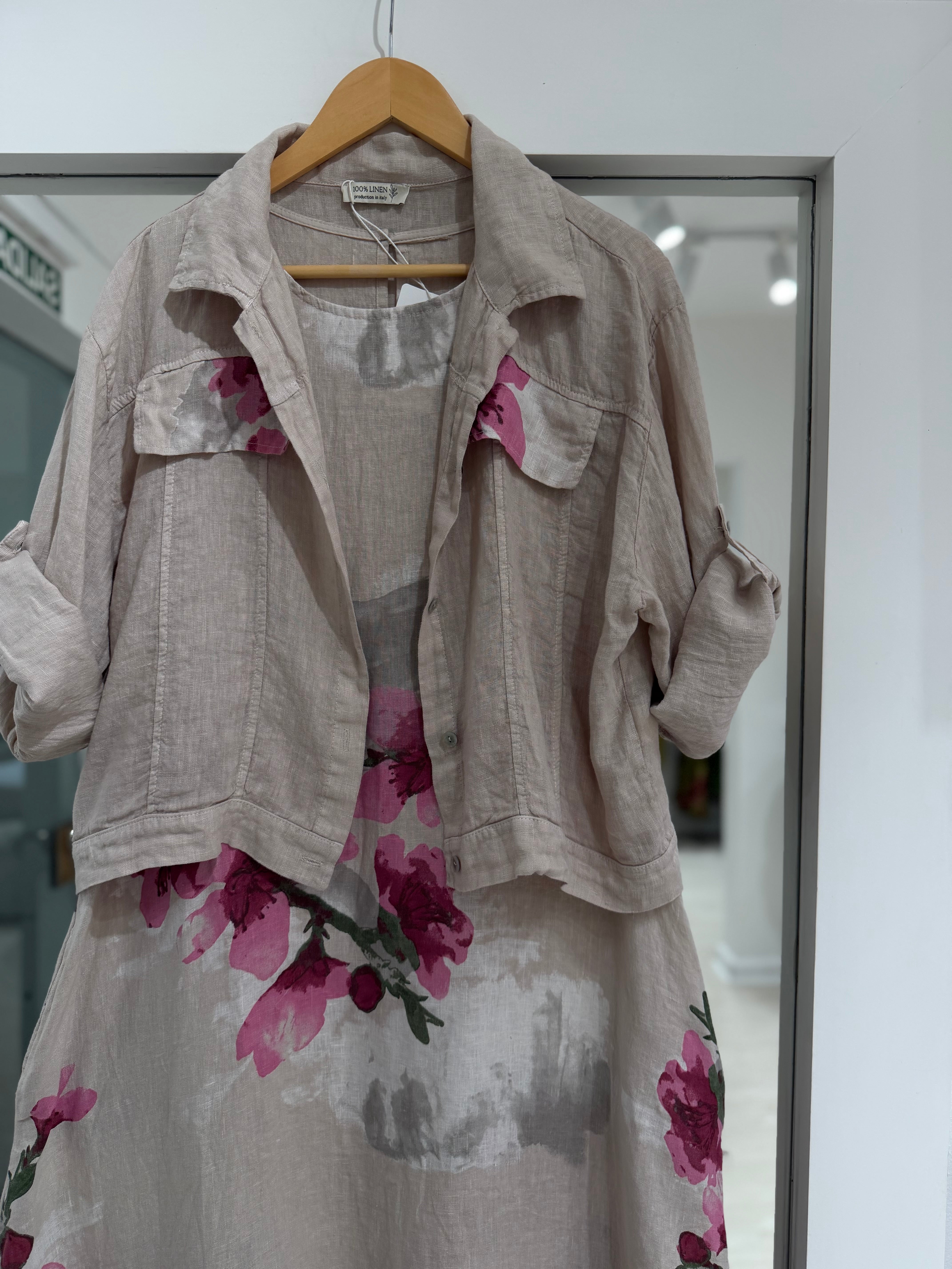 Set de vestido y casaca Beige