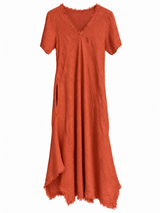 Vestido Magic Manga Corta Terracota