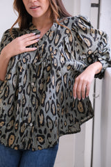 Camisa Agata Print Verde oliva