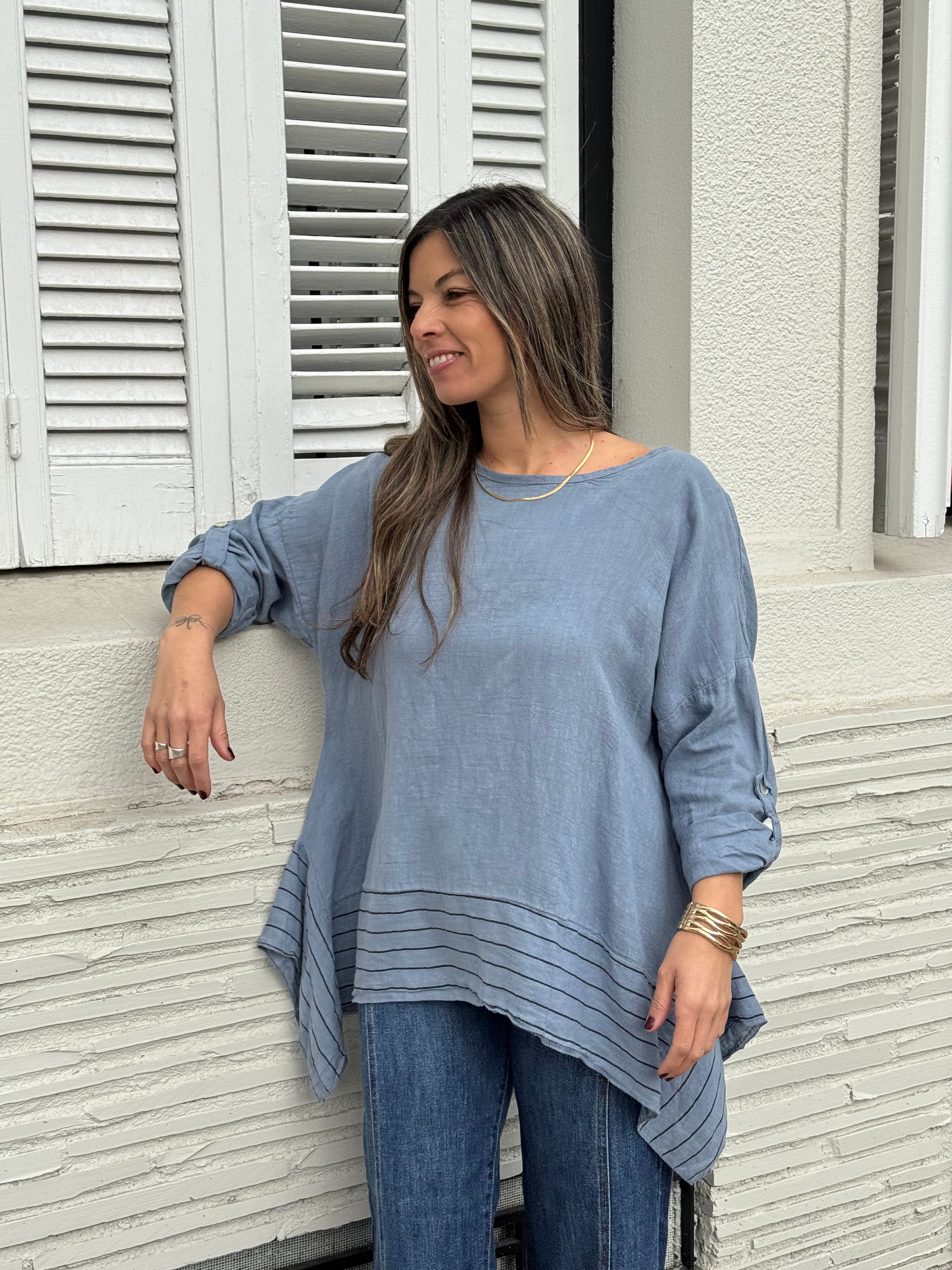 Blusa Acerra Celeste Jean