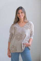 Remera Flor Beige