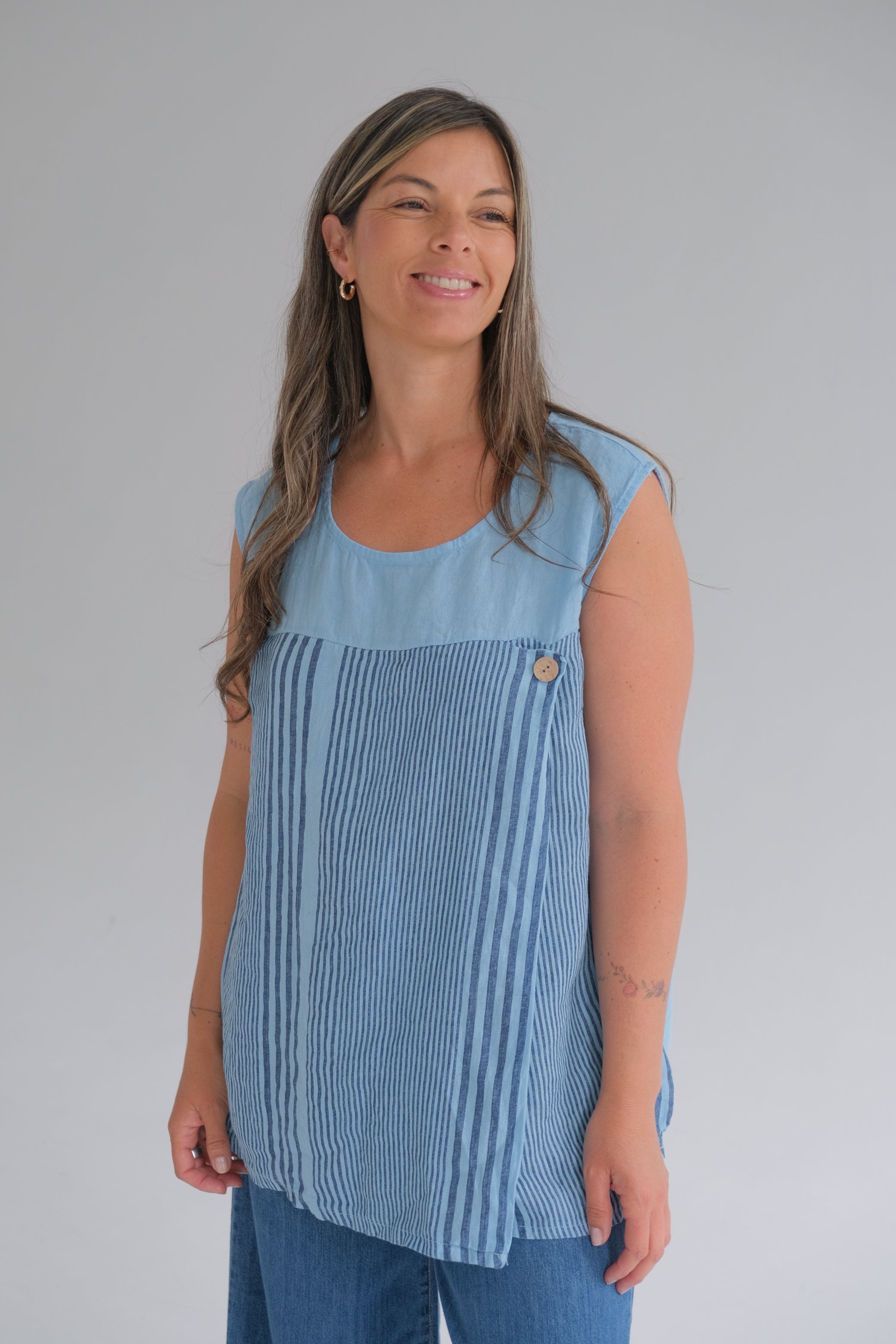 Musculosa Rayas Celeste