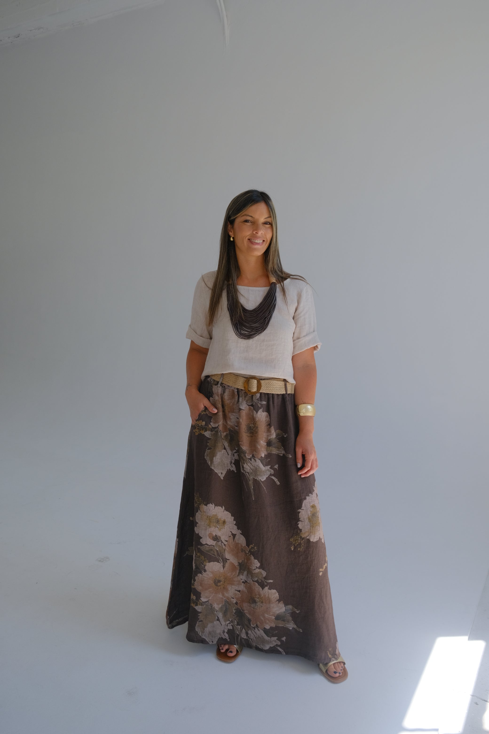 Falda Flora Chocolate