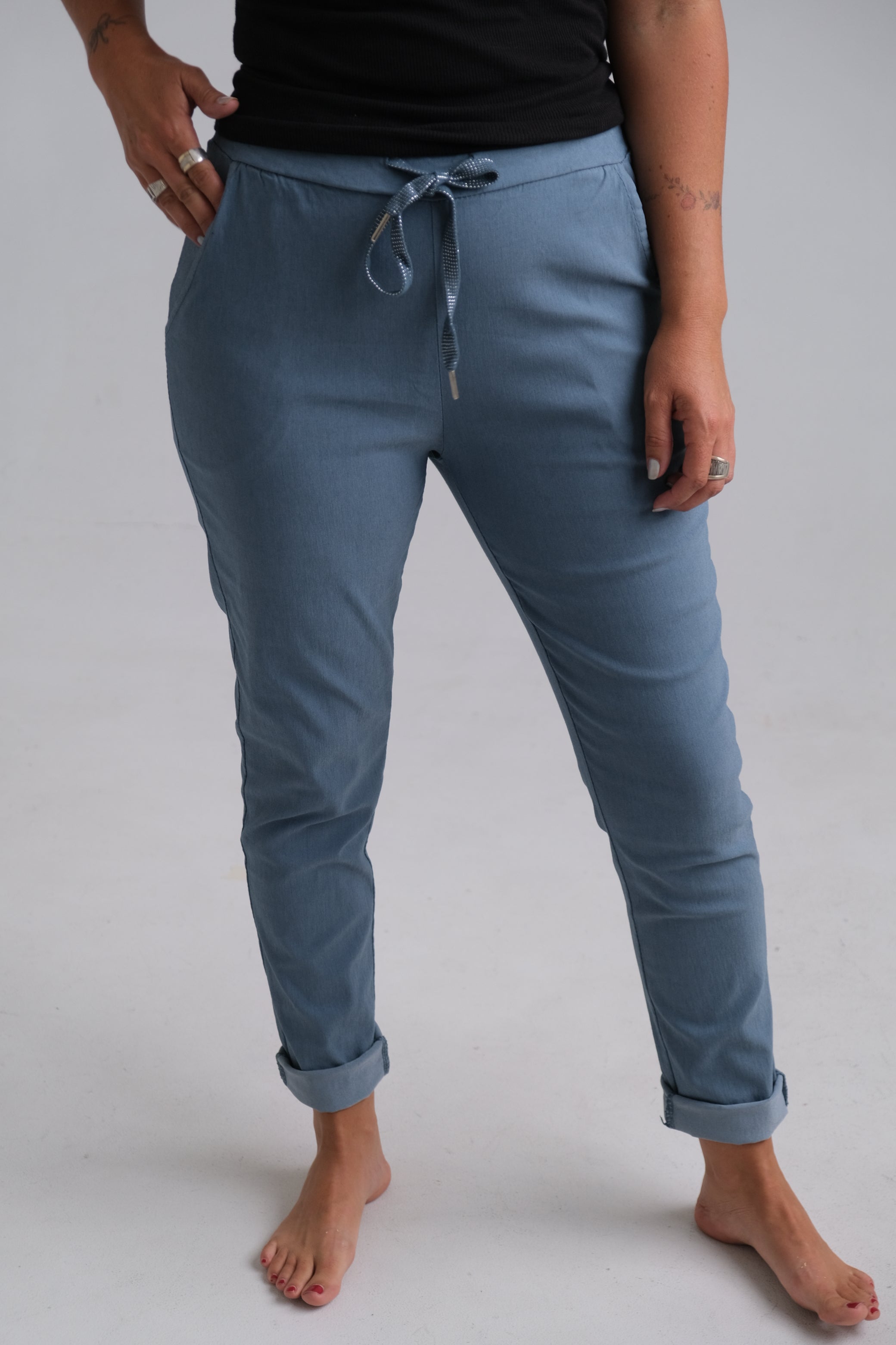 Pantalón Strech Recto Celeste Jean