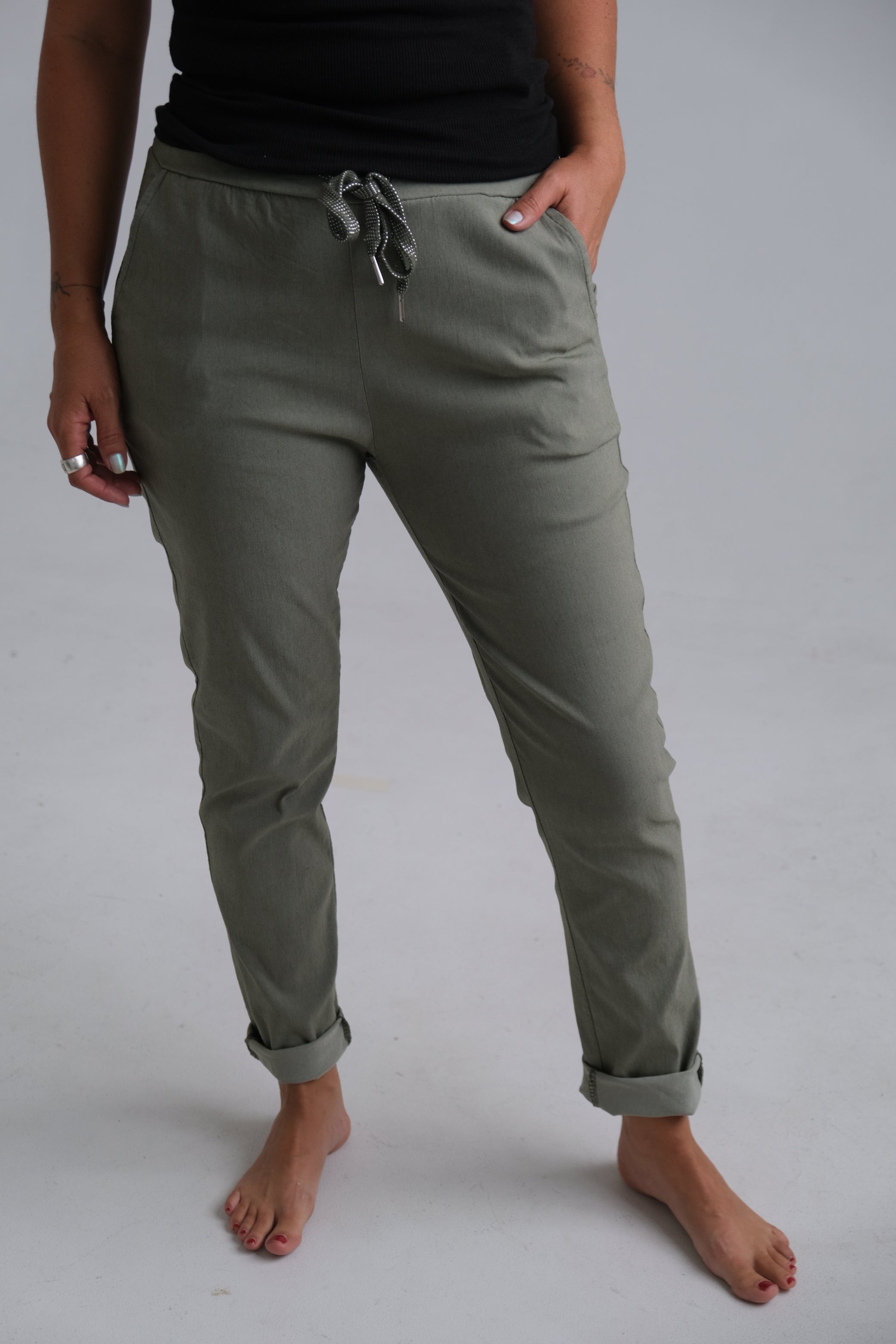 Pantalón Strech Recto Verde Seco
