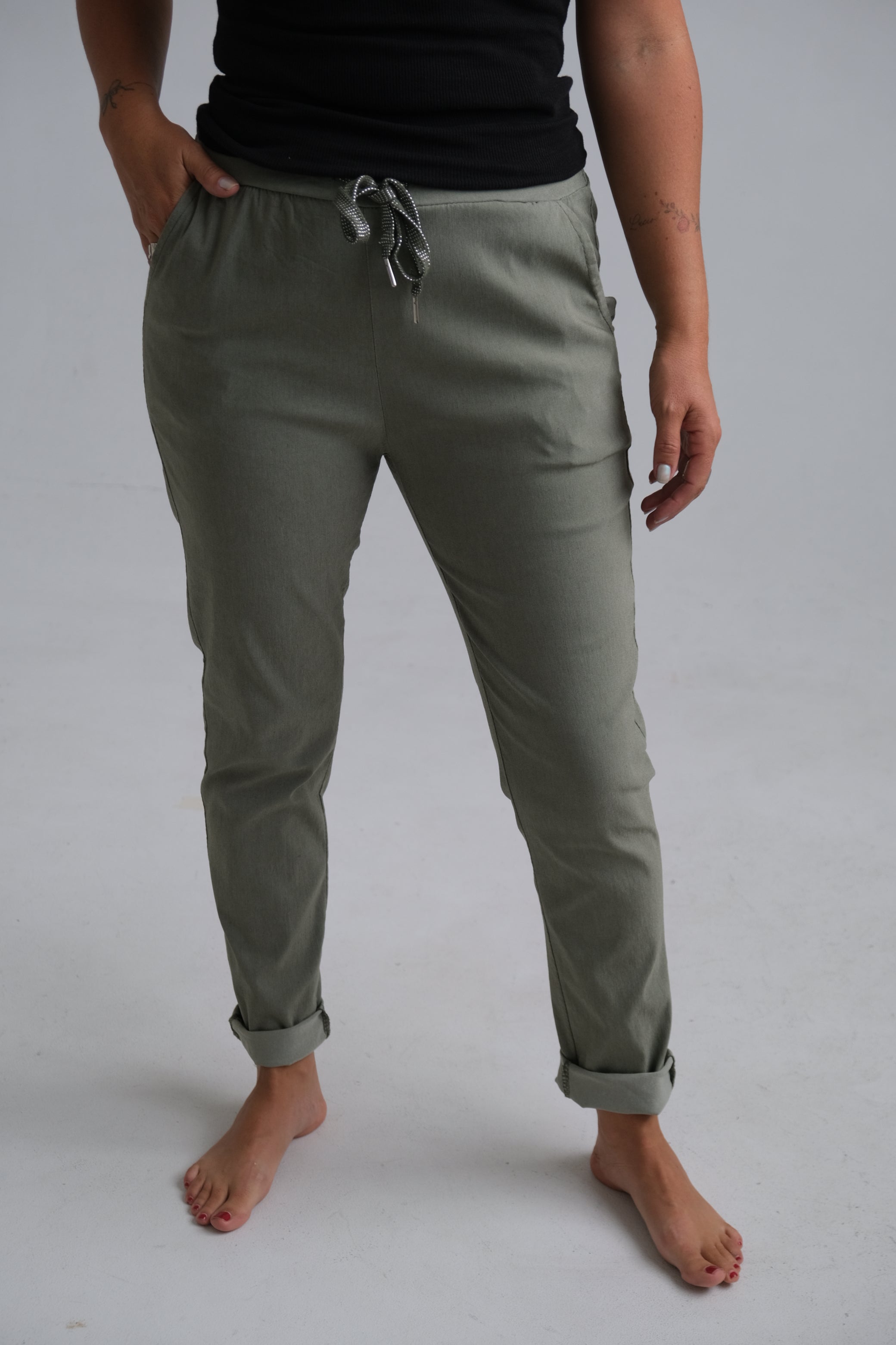 Pantalón Strech Recto Verde Seco