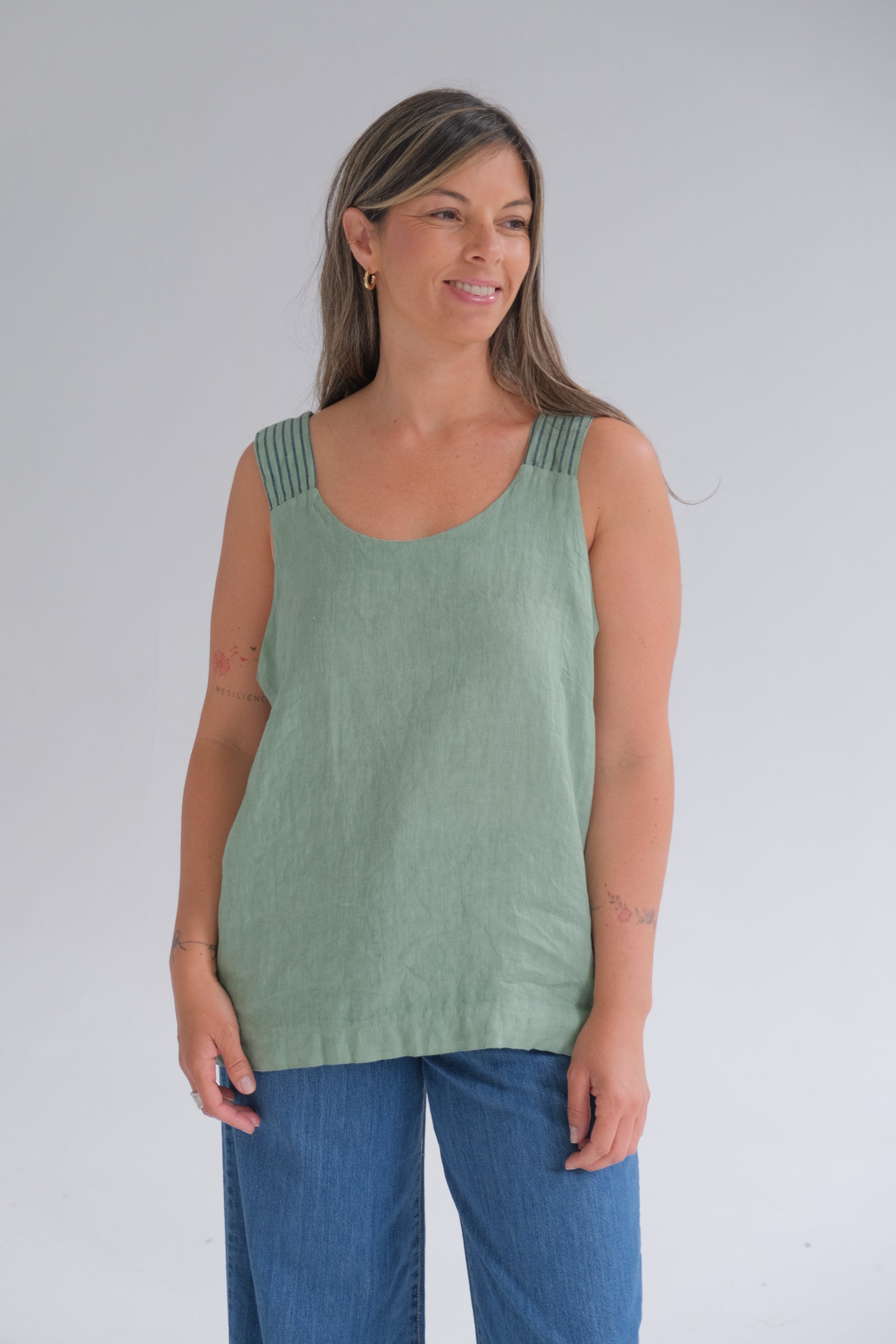 Musculosa Rayas Back Verde