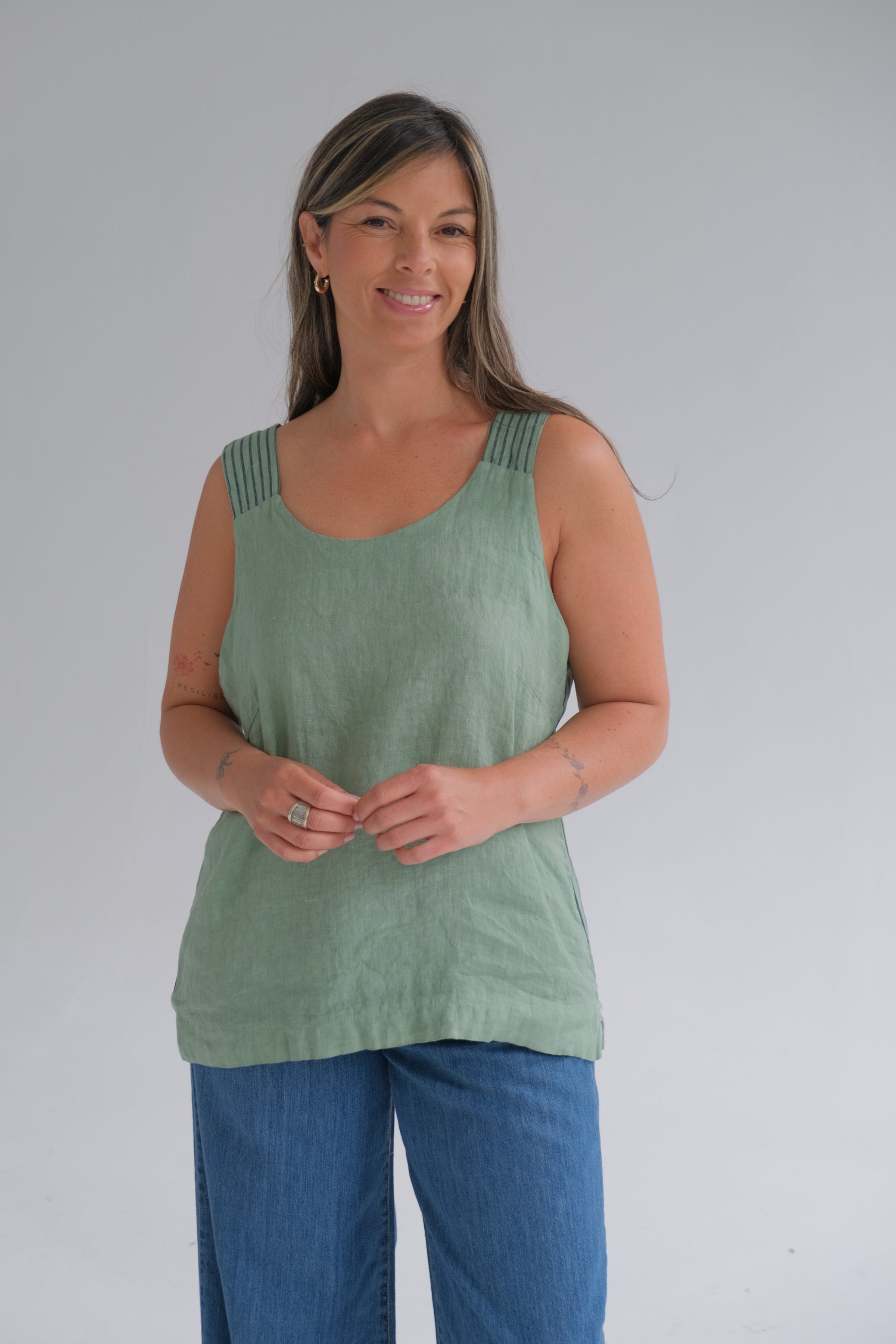 Musculosa Rayas Back Verde