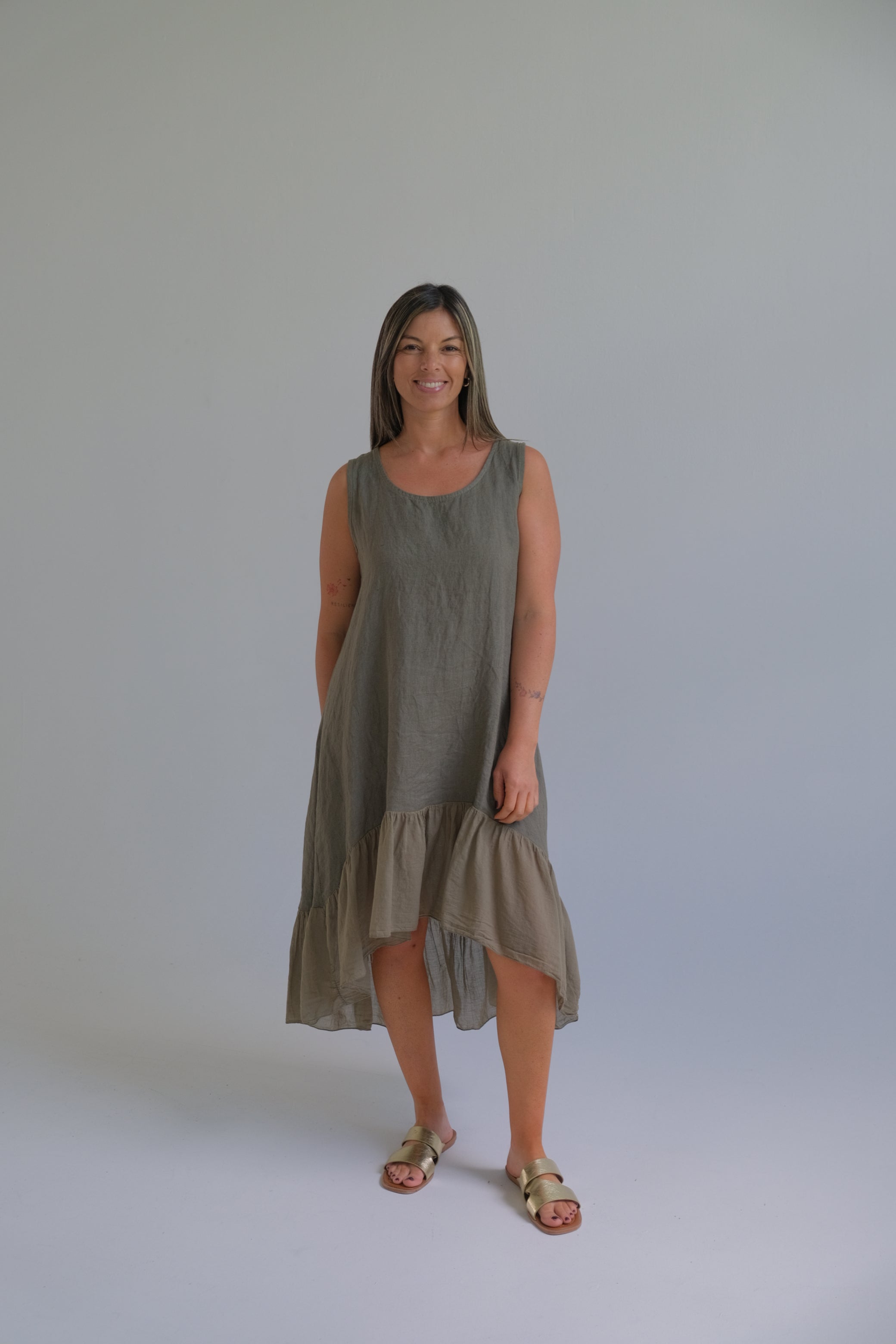 Vestido Flamenquero Verde Seco