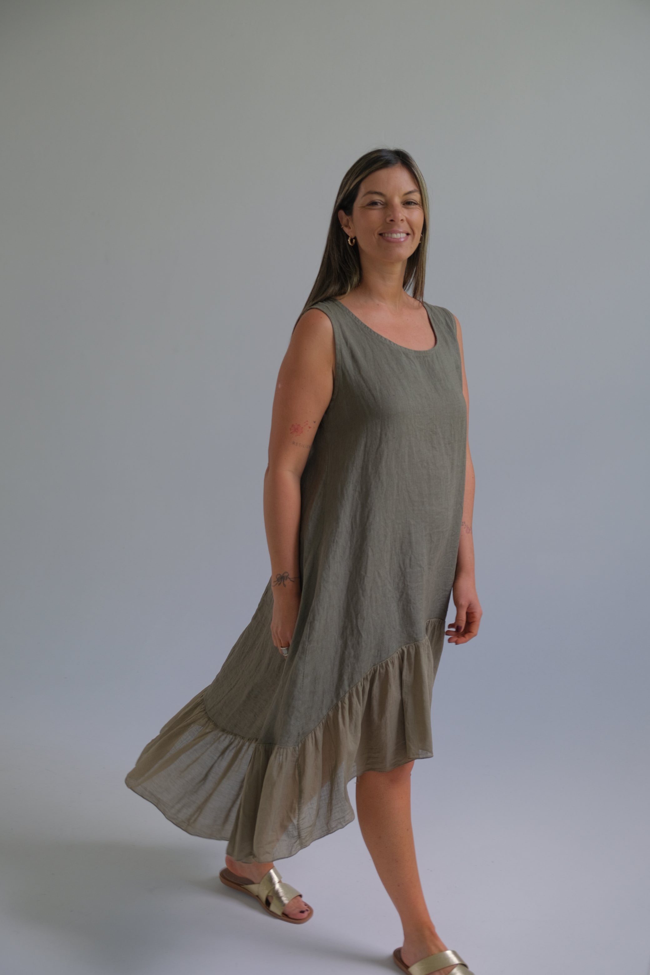 Vestido Flamenquero Verde Seco