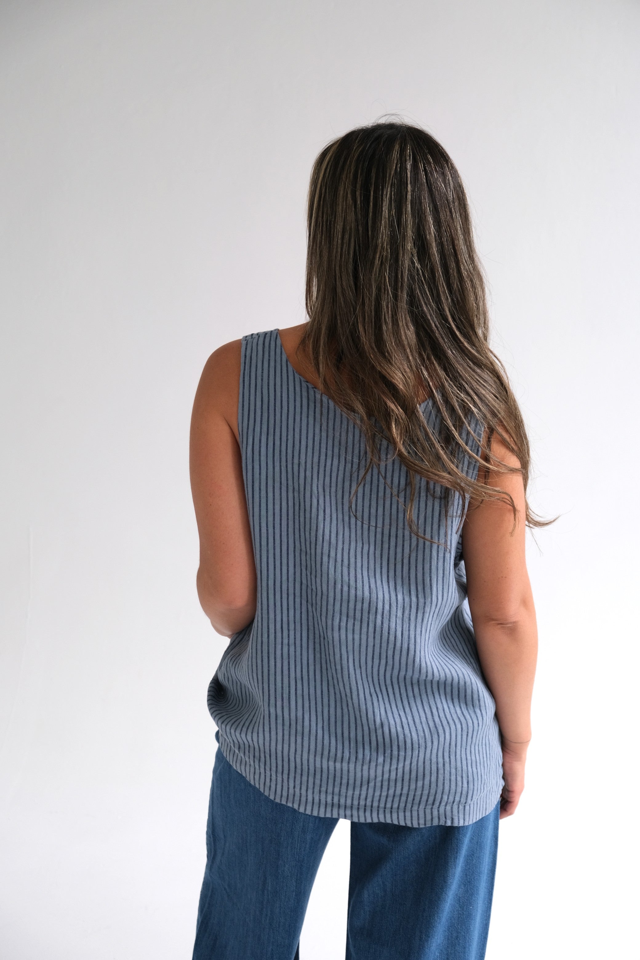 Musculosa Rayas Back Azul Jean
