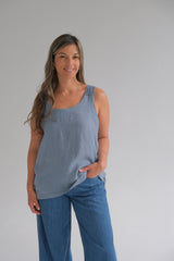 Musculosa Rayas Back Azul Jean