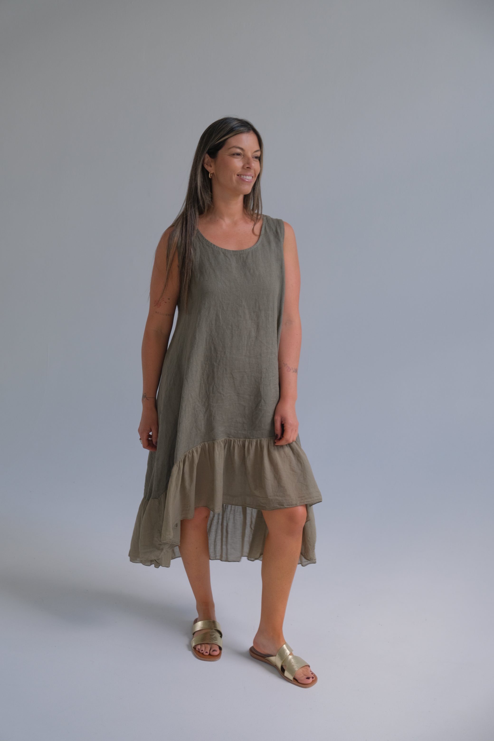 Vestido Flamenquero Verde Seco