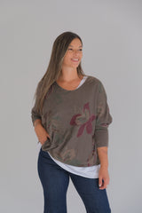Sweater Doble Flores Chocolate