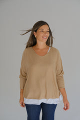 Sweater Doble Liso Camel