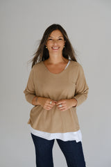 Sweater Doble Liso Camel