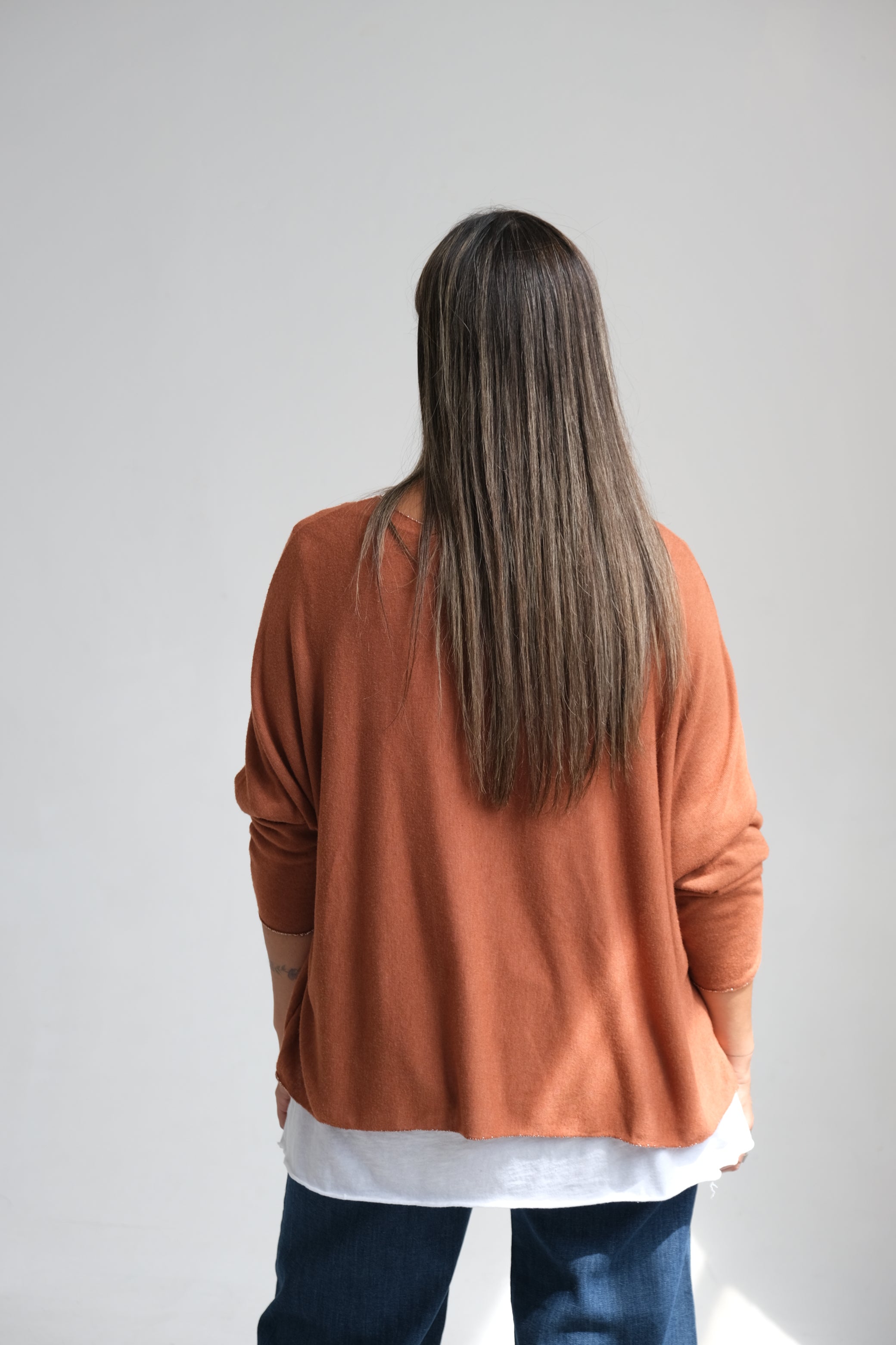 Sweater Doble Liso Terracota