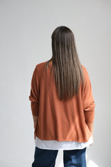 Sweater Doble Liso Terracota