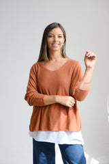 Sweater Doble Liso Terracota