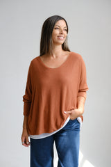 Sweater Doble Liso Terracota