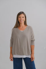 Sweater Doble Liso Visón