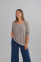 Sweater Doble Liso Visón