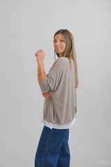 Sweater Doble Liso Visón